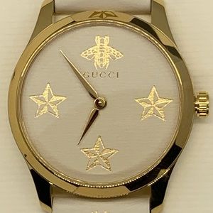New GUCCI Watch Gold Pate PVD with Leather band